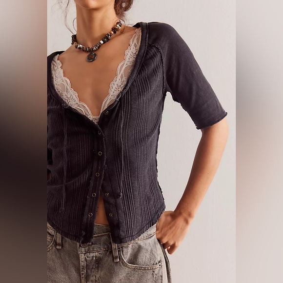 Free People Tops - Free People We The Free Daisy Tee in Dark Gray